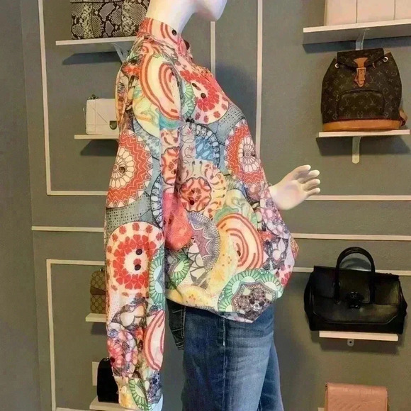 Unbranded Colorful Boho Lightweight Orange  Floral Long Sleeve Gypsy Blouse. - Picture 7 of 10